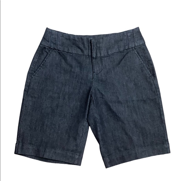 Women's Roz & Ali 4 S Small Navy Blue Khakis Chino Bermuda Jeans Shorts NWOT - Picture 4 of 8